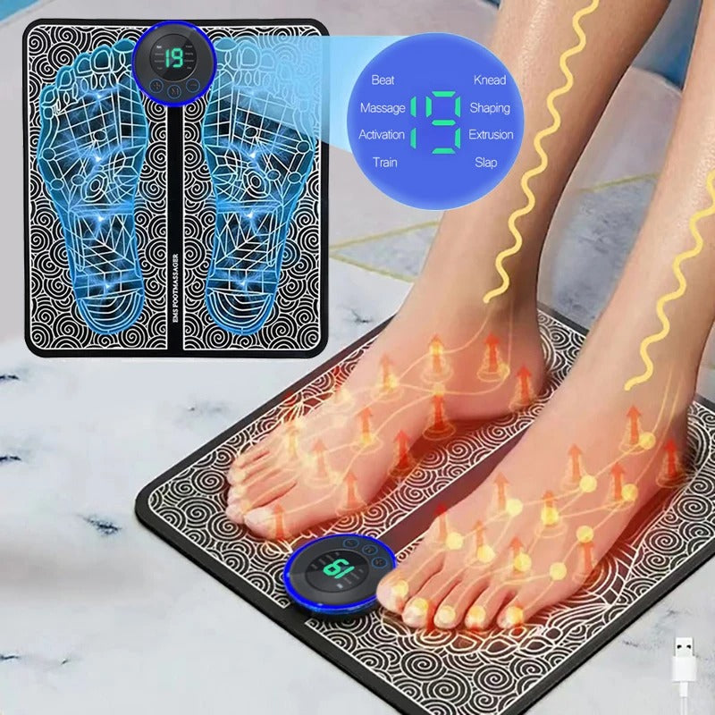 USB وسادة تدليك القدم الكهربائية القابلة لإعادة الشحن ، الاسترخاء الوخز بالإبر ، يحسن الدورة الدموية ، 8 أوضاع ، 19 مستوى الاسترخاء