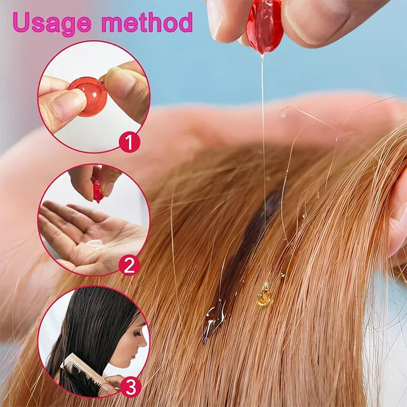 كبسولات الشعر بالفيتامينات و الزيت المغربي – الحل الفاخر لشعر صحي، ناعم، وخالٍ من التجعد